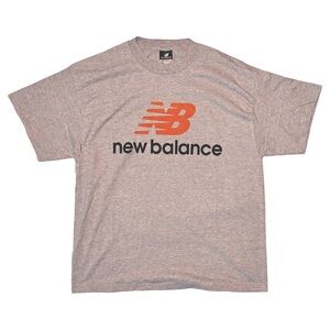 New Balance Oversize Logo T-Shirt, Gray Cotton Short Sleeve Shirt